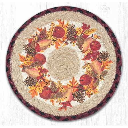 10 X 10 In. Jute Round Autumn Wreath Printed Trivet
